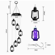 Wind Chime Lights Solar Powered Hanging Lamp Home Use for Garden Oil Bottle Design