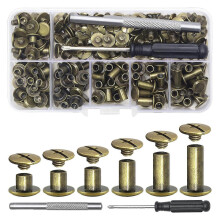 110Pcs Binding Screws Set Metal Screw Rivets for Leather Belt Books Album Bag Collar Luggage Purse Backpacks Bronze
