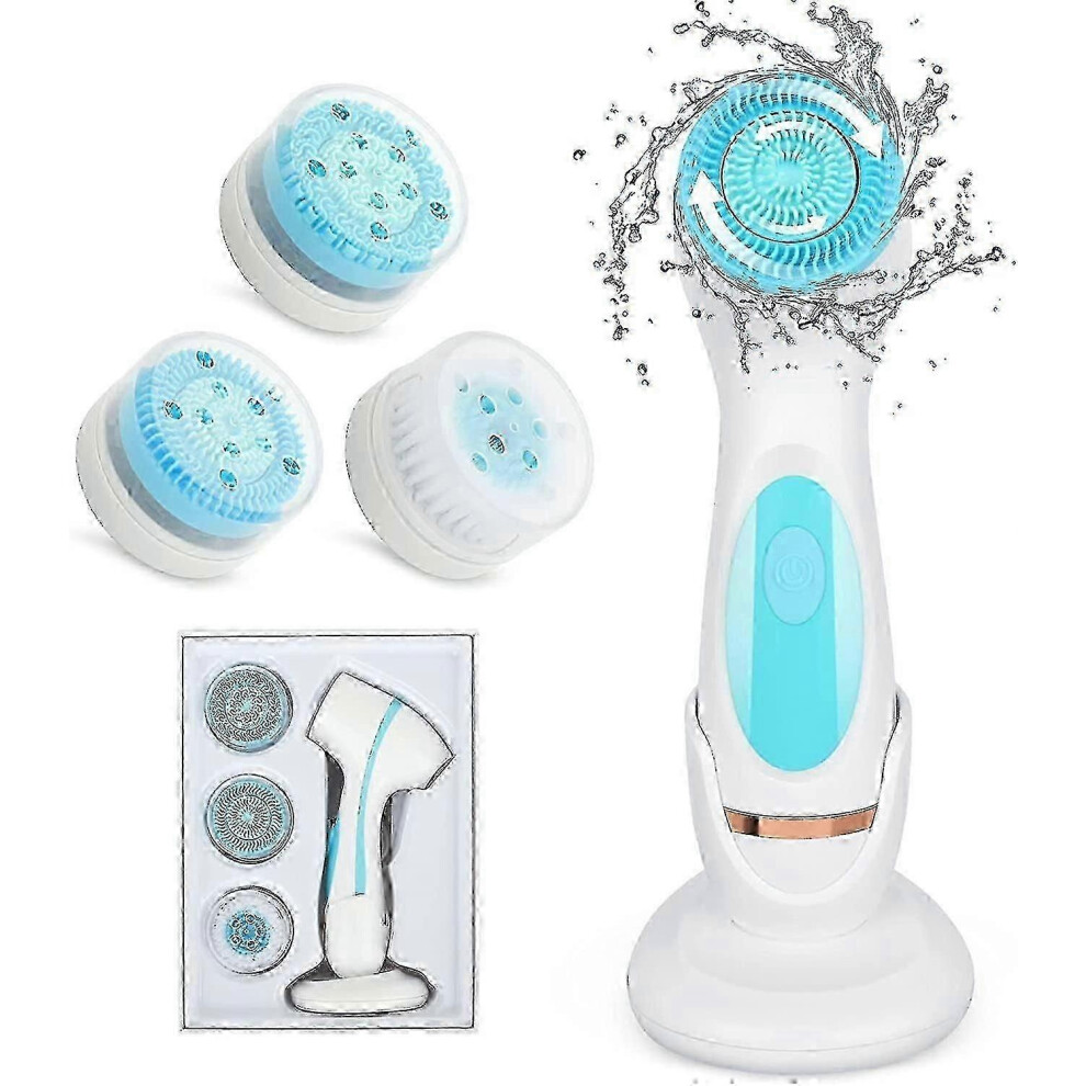 H-Facial Cleansing Brush, Waterproof Electric Face Brush Two-way Rotation With 3 Brush Heads Usb Rechargeable Facial Cleansing Device compatible Exfo