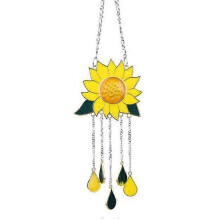 Sunflower Wind Chimes, Hanging Stained Glass Sunflower Dripping Pendant Ornaments