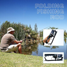 1.4m Foldable Glass Fiber Fishing Rod Built-in Fishing Reel with 80m Line Travel