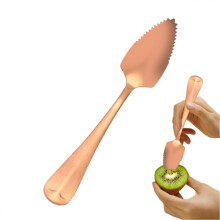 Grapefruitloeffel Stainless Steel Serrated Dessert Spoon With Serrated Edge For Kiwi, Citrus, Apple - Rose Gold Finish