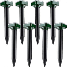 8 packs Solar powered mole repeller, sonic mole deterrent pest control rodent repeller snake chaser mole gopher vole.