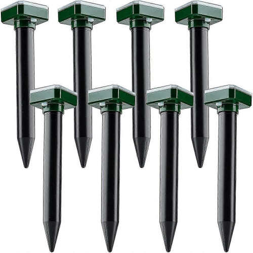 8 packs Solar powered mole repeller, sonic mole deterrent pest control rodent repeller snake chaser mole gopher vole.