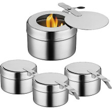 4 Pcs Stainless Steel Fuel Holders With Cover Chafer Canned Heat Buffet Warmers Fuel Cans For Buffets Barbecue Parties