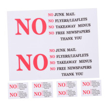 No Junk Mail Mailbox Sticker Decal, Weatherproof Self Adhesive PVC Label for Homeowners Outdoor Use