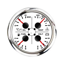 85mm 4-in-1 Multifunction Gauge with 0-190ohms/240-33ohms compatible Fuel Level Gauge Water Temp Oil Voltmeter