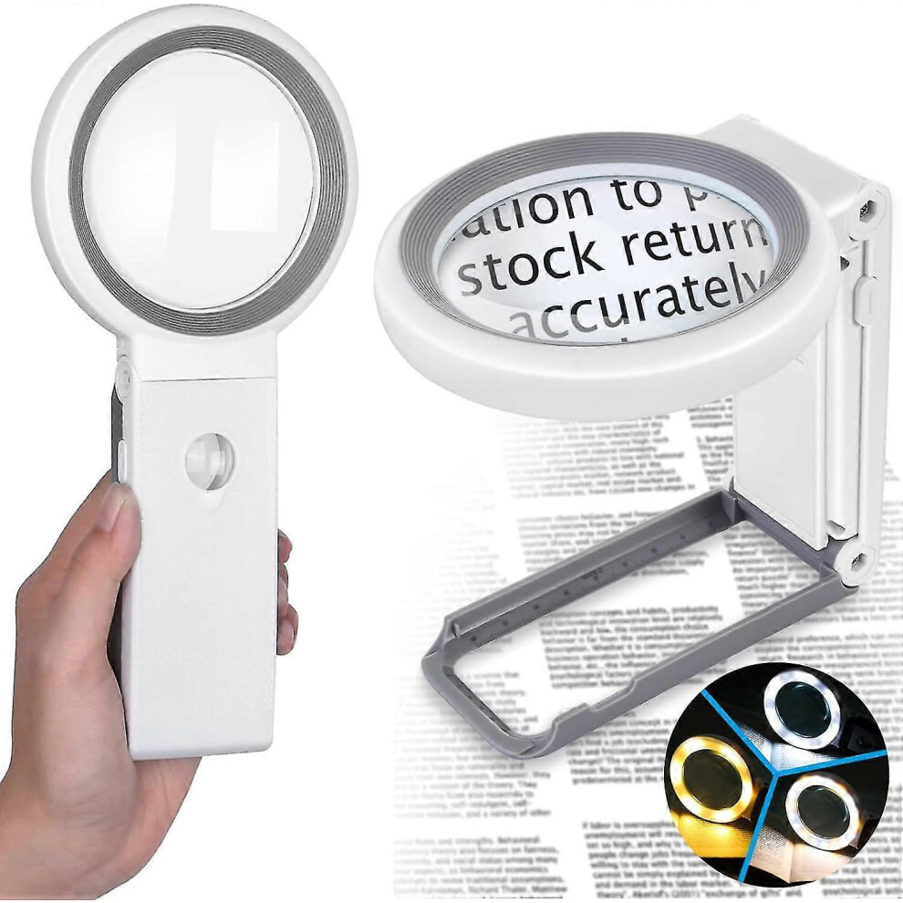Light Aixpi Magnifying Glass With 30X Handheld Large Magnifying Glass 12 Led Illuminated Ed Magnifier For Macular Degeneration Seniors Reading