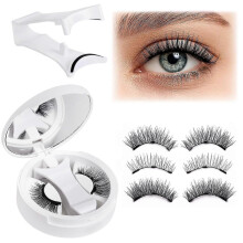 Faux cils magnétiques avec kit applicateur, design œil de chat réutilisable, cils naturels, fins et légers