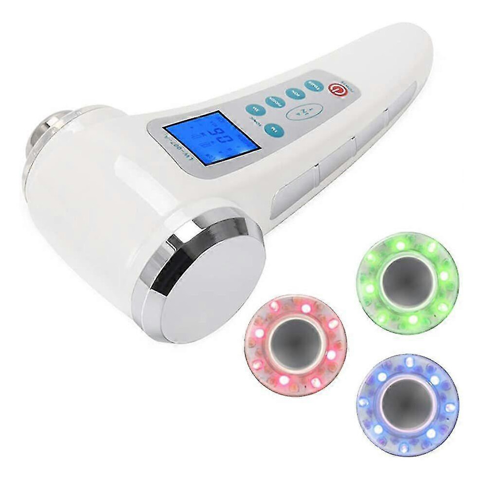 White 1 Mhz + 3 Mhz Beauty Ultrasound Devices For Body And Face Ultrasonic Devices Rejuvenation Skin Cleansing Anti Aging Acne(White)