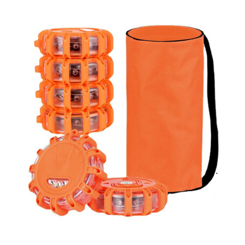 1/4-Pack Roadside Emergency LED Flashing Warning Flare Light Kit with Beacon Discs