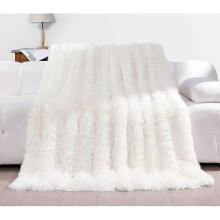Blanket 160x200 cm, Super Soft and Fluffy Fleece Throw, High Quality Faux Fur, Bed and Sofa Covers, Cream White