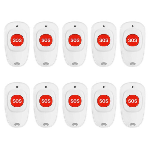 10pcs SOS Call Button Wireless Call Bell Pager Caregiver Panic Emergency Call Button Transmitter for Kids Elderly