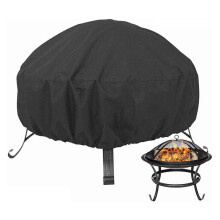 Grill Cover Waterproof Heavy Duty 420D Round Kettle BBQ Cover Outdoor UV Resistant Windproof Black
