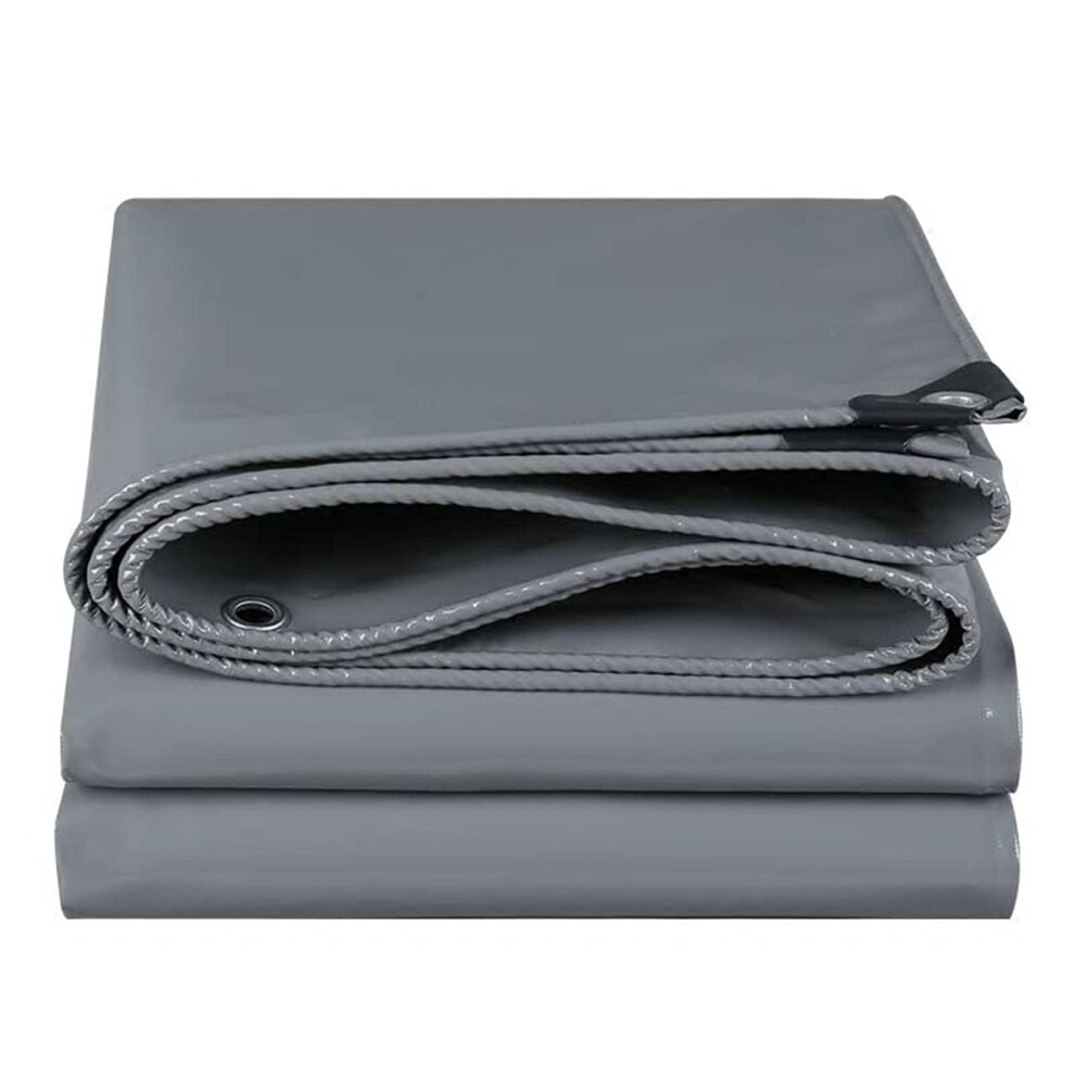 Heavy Duty Waterproof Tarp With Grommets, Reinforced Pvc Tarpaulin For Boat Patio Garden, 13X13ft 9330225262237