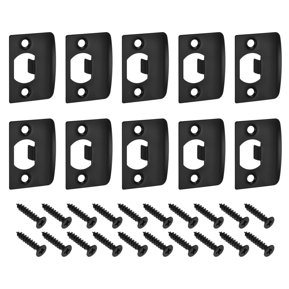 10Pcs Black Stainless Steel Door Strike Plate Set 57Mm X 45Mm Dtype Deadbolt Strike Plate For Door Frame 9771547790365