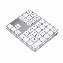 Dual Bluetooth Numeric Keypad compatible 2.4Ghz Wireless Keyboard Silver &amp; White