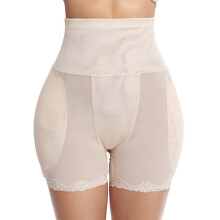 Dames slipje met heupverstevigende vulling, billenlift, tailletrainer, shapewear, body shaper, naadloze boxershorts met kanten afwerking, ondergoed A