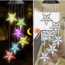 Wind Chime Lights Solar Energy Hanging Decor Home Use for Patio Star Shape Design