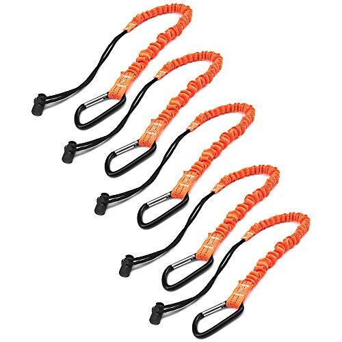 Shock Absorbing Retractable Tool Lanyard with Carabiner, Quick Release Safety Tether 10KG Load Capacity
