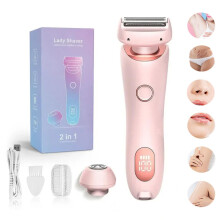 Damenrasierer, wasserdichter 2-in-1-Elektrorasierer für Gesicht, Lippen, Arme, Beine, Achseln und Bi
