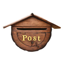 Outdoor Wall Mounted Mailbox Waterproof Wooden Post Box, Vintage Weatherproof Letter and Newspaper Storage