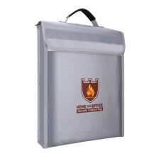 15x11x3 Fireproof and Waterproof Document Bag with Silver Zipper for Money and Valuables