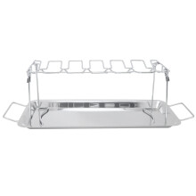 Stainless Steel Chicken Leg Rack with Drip Tray, 12Slot Chicken Drumstick Holder for Grill and Oven