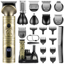Ensemble de tondeuse à barbe professionnelle rechargeable pour hommes, tondeuse à cheveux sans fil 7