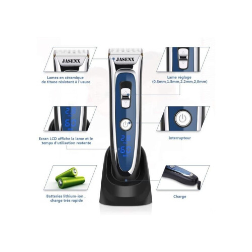 Regolabarba e tagliacapelli elettrico con display LCD, blu 1