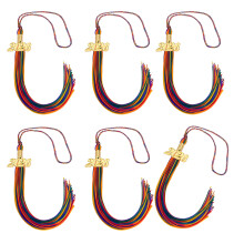 Regenbogen-Quasten mit Jahresanhänger, Abschlusshut-Quasten-6PCS