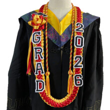 University Commencement Cord Lei Streamer Regalia-red gold