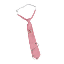 Elegant Pre-tied Uniform Punk Tie Metal Chain-Leather pink