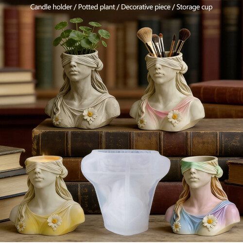 Sturdy Silicone Blindfolded Goddess Mold For Making Unique Resin 2