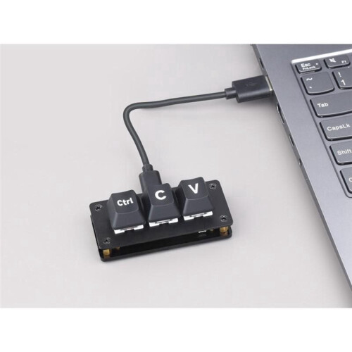 RP2040 3-Key Programmable Shortcut Keyboard, Ctrl C/V Macro Pad for Programmers, Plug-and-