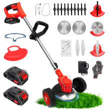 3 in 1 Cordless Weed Eater 24V Grass Trimmer with Wheels, Dual Battery Fast Charging, Adjustable Lawn Edger for Garden