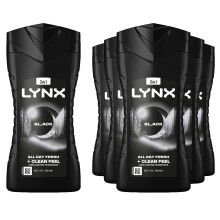 Lynx Black 12-H Refreshing Shower Gel Body Wash for Men 6x225ml