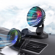 USB Dual Head Car Fan, 3-Speed Quiet Cooling, Adjustable Mini Fan for Vehicle Desk Home – Portable