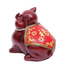 Resin Piggy Bank for Kids, Large Capacity Fu Pig Coin Bank, Cute Decorative Money Saving Gift (Small)