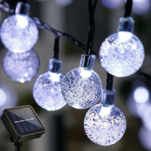 The Magic Toy Shop Solar Crystal Ball String Lights with 30 White LEDs Outdoor Garden Fairy Lamp