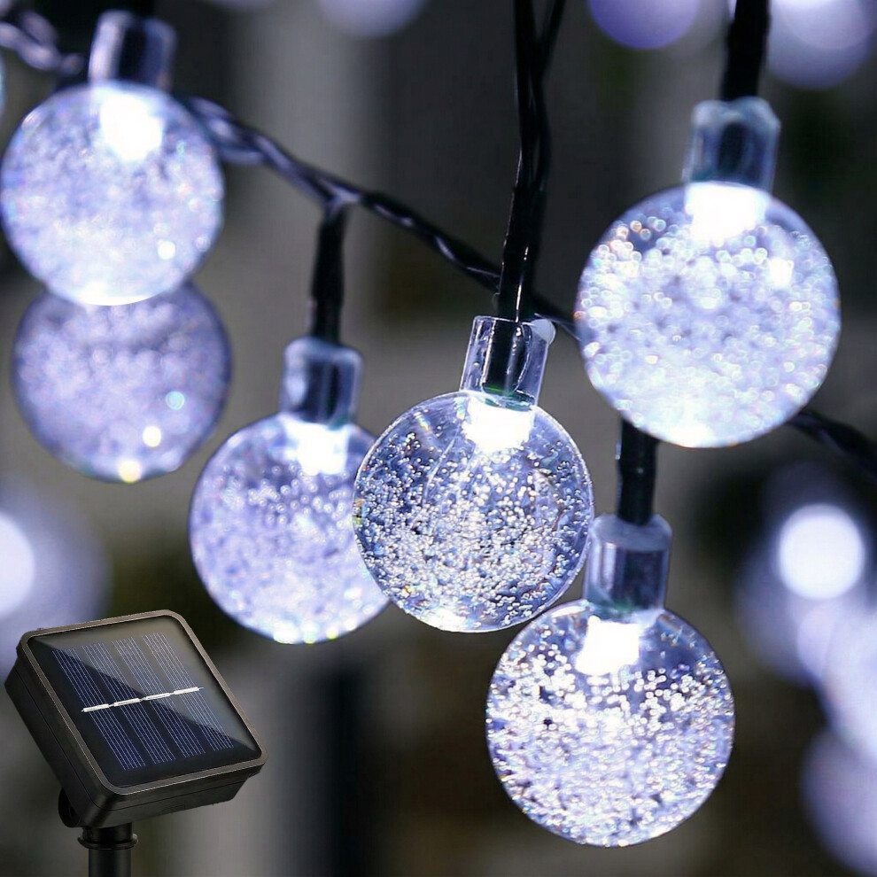 The Magic Toy Shop Solar Crystal Ball String Lights with 30 White LEDs Outdoor Garden Fairy Lamp