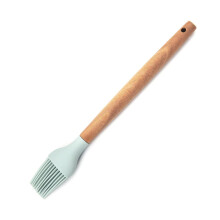 Silicone BBQ Brush with Durable Wooden Handle, Food‑Grade Basting Oil Brush for Grilling and Baking