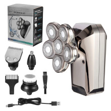 Rasoio elettrico 6 in 1 6D per uomo con display a LED, rifinitore per peli del naso, rifinitore per