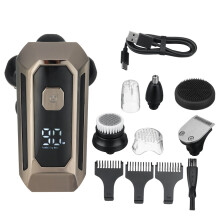 Rasoio rotante 5 in 1 6D, ricaricabile tramite USB, per la rasatura della testa, impermeabile IPX7,