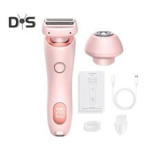 Rasoio elettrico da donna (rosa) con display a LED, ricaricabile tramite USB, impermeabile, portatil