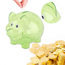 Transparent Piggy Bank for Kids with Visible Coin Tracking, Clear Savings Jar for Boys and Girls (Small Green)