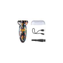 Elektrischer Mini-Tragbarer Rasierer mit Graffiti-Print, USB-Aufladung und zwei Scherköpfen