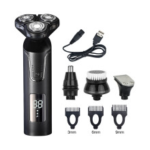 Rasoio elettrico da uomo 4 in 1 con rifinitore rotante, funzione di ricarica USB, digitale, impermea