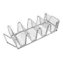 Stainless Steel Taco Holder Stand with Handle, Heat Resistant Wavy Design for Oven, Grill, BBQ and Camping