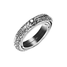 Fidget Spinner Ring Size 7 Rotatable Dual Use Necklace Retro Bling Adjustable Anxiety Relief Jewelry